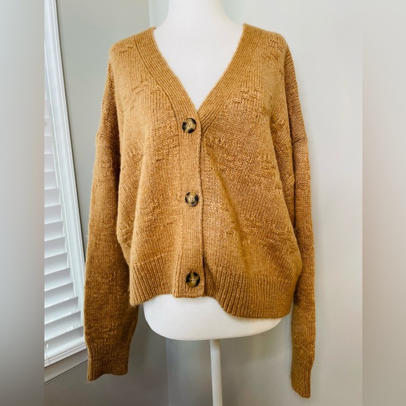 Sold Topshop Camel Basket Weave Stitch Cardigan - Picture 3 of 9